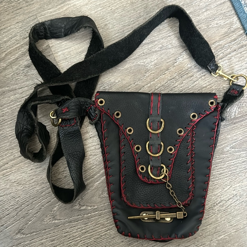 Black leather crossbody